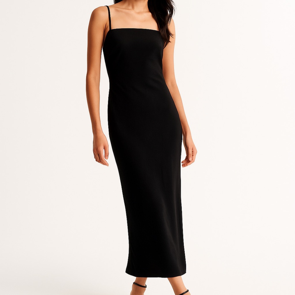Abercrombie & Fitch Black Midi Dress